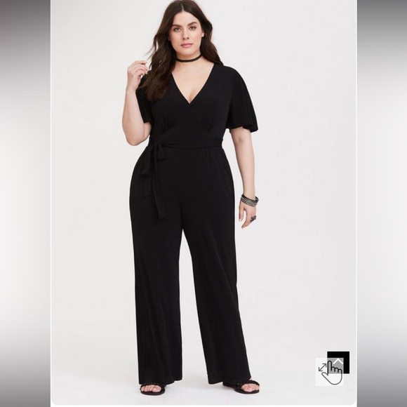 ✨torrid black wide leg studio knit jumpsuit✨ - Picture 1 of 10
